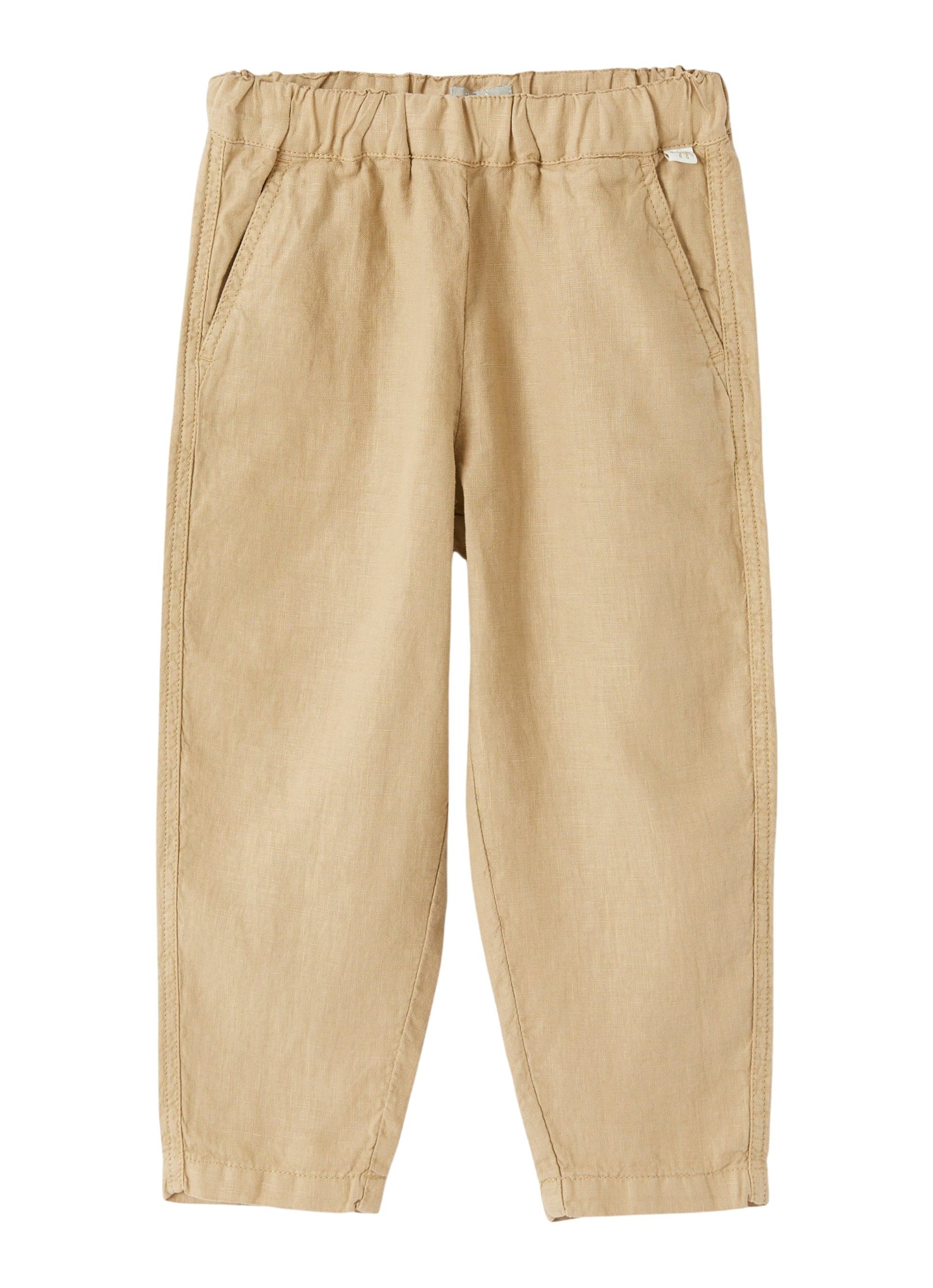 Linen drawstring trousers - Dark Beige