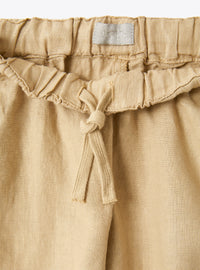 Linen drawstring trousers - Dark Beige