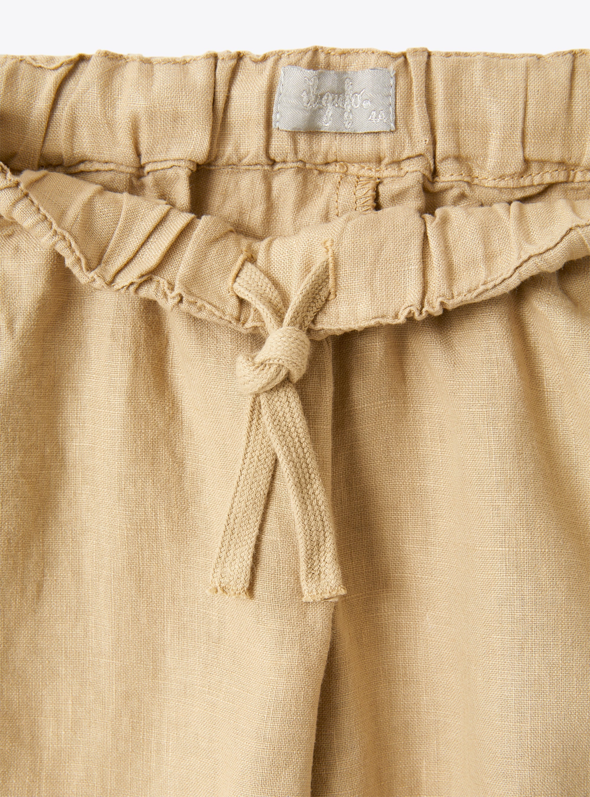 Linen drawstring trousers - Dark Beige