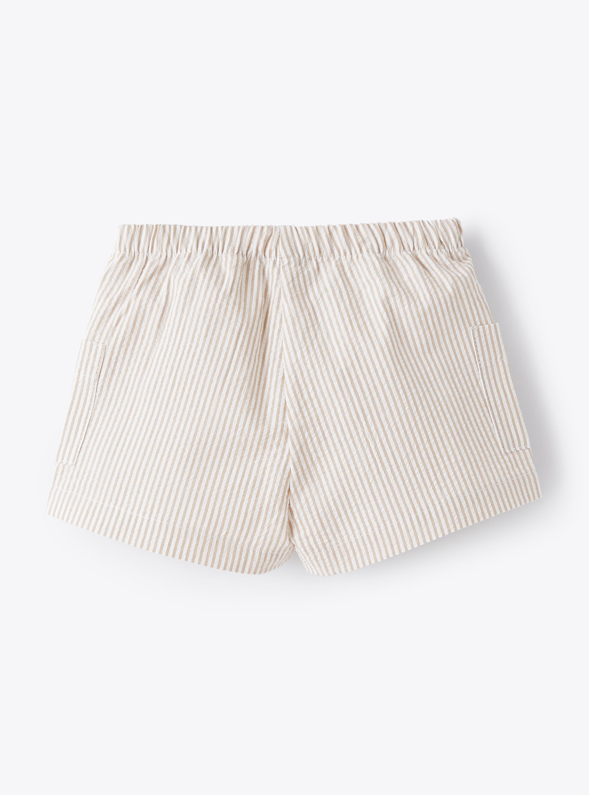 Soft crepe stripe shorts - Dark Beige