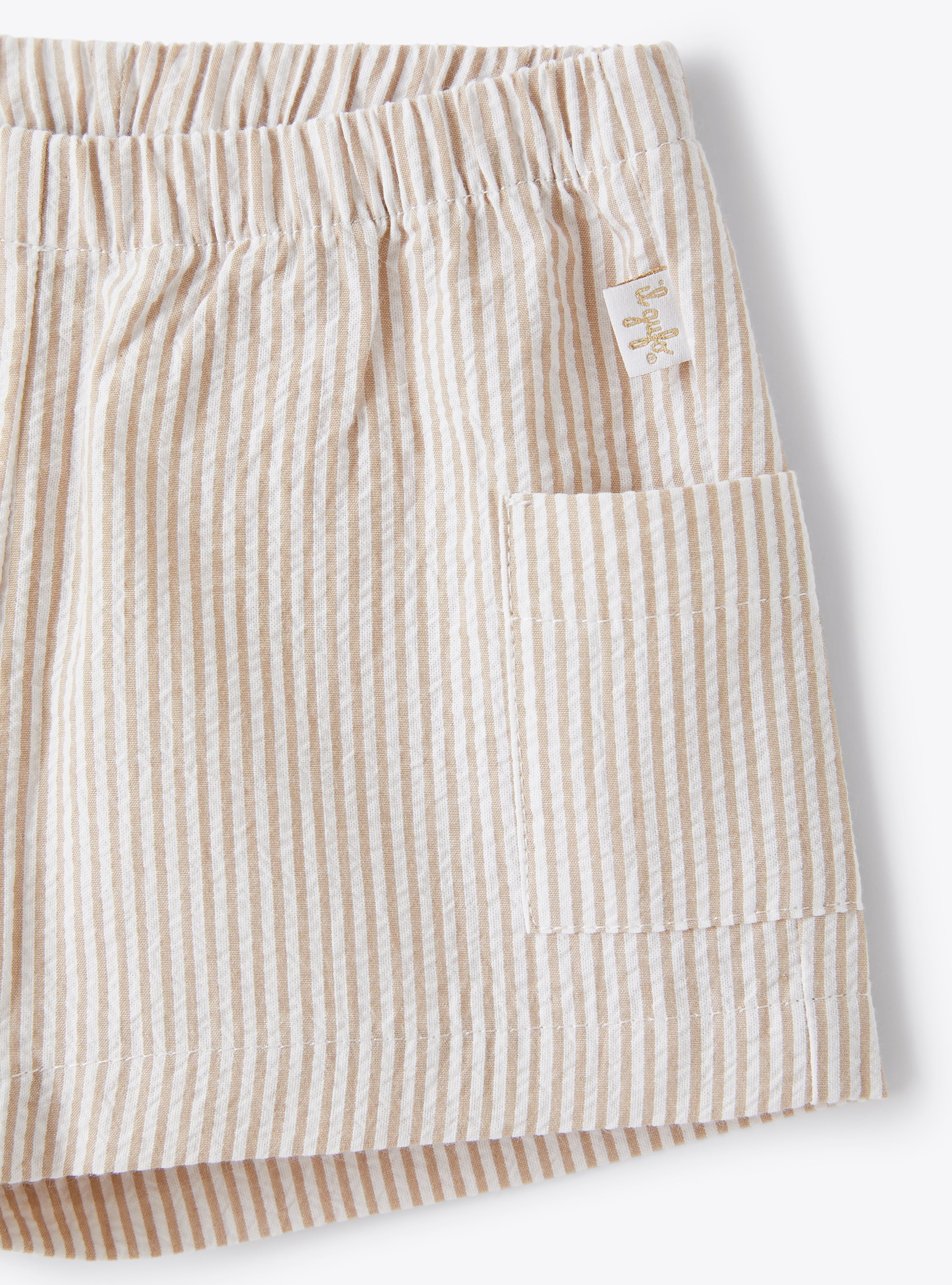 Soft crepe stripe shorts - Dark Beige