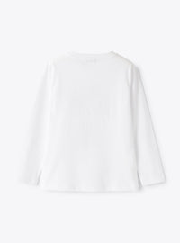 Long-sleeved t-shirt with little girl print - White & Blue
