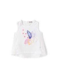 Butterfly print satin tank top - Snow White & Pearl Pink