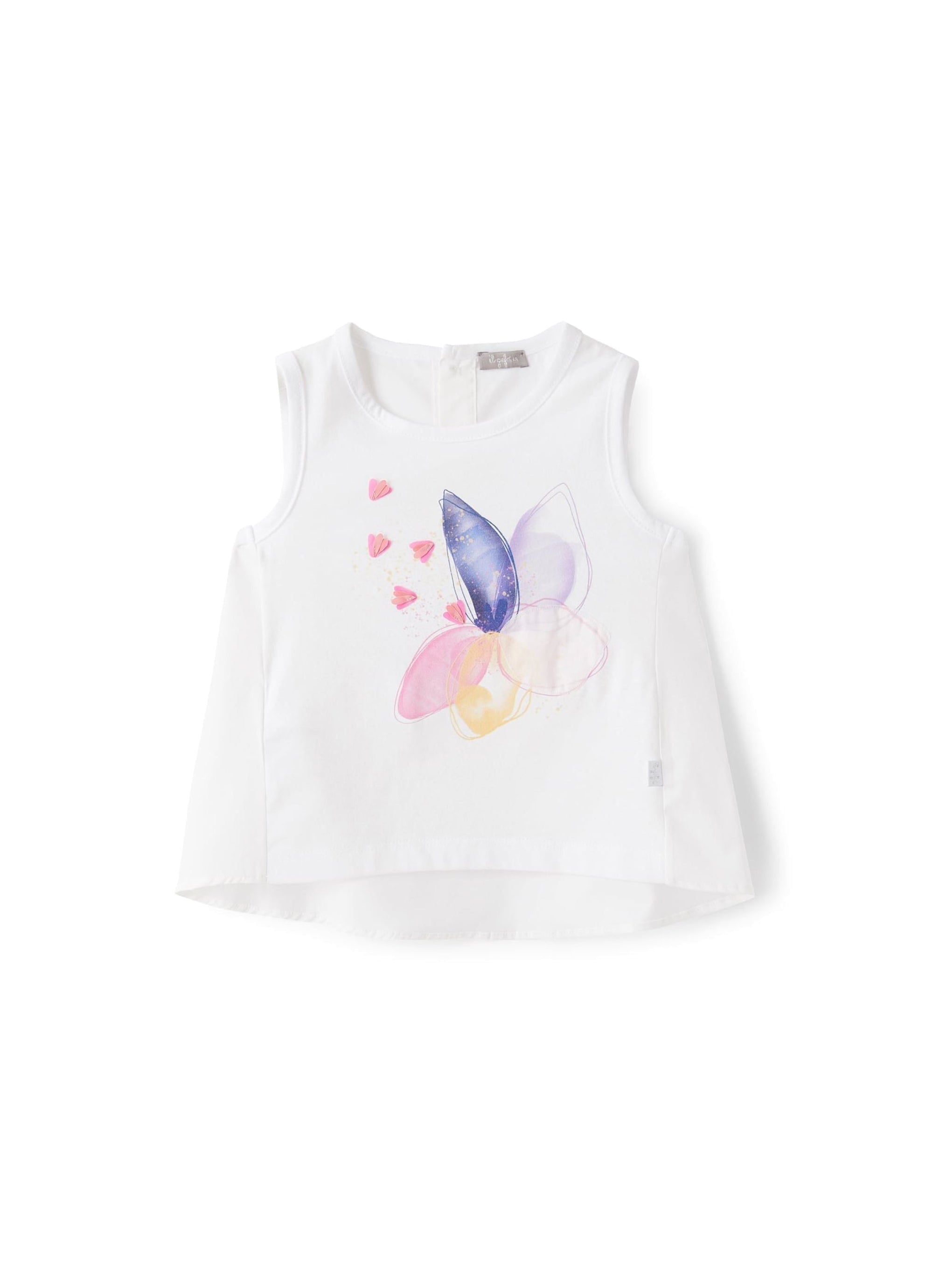 Butterfly print satin tank top - Snow White & Pearl Pink