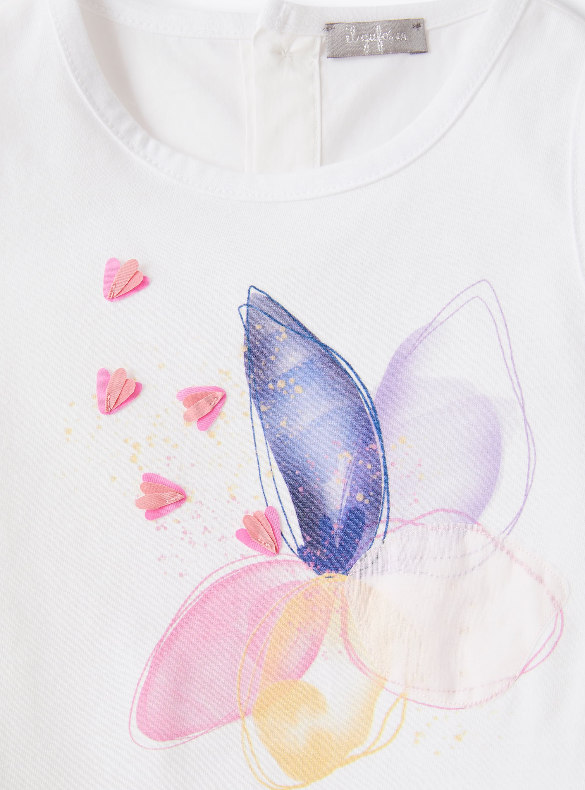 Butterfly print satin tank top - Snow White & Pearl Pink