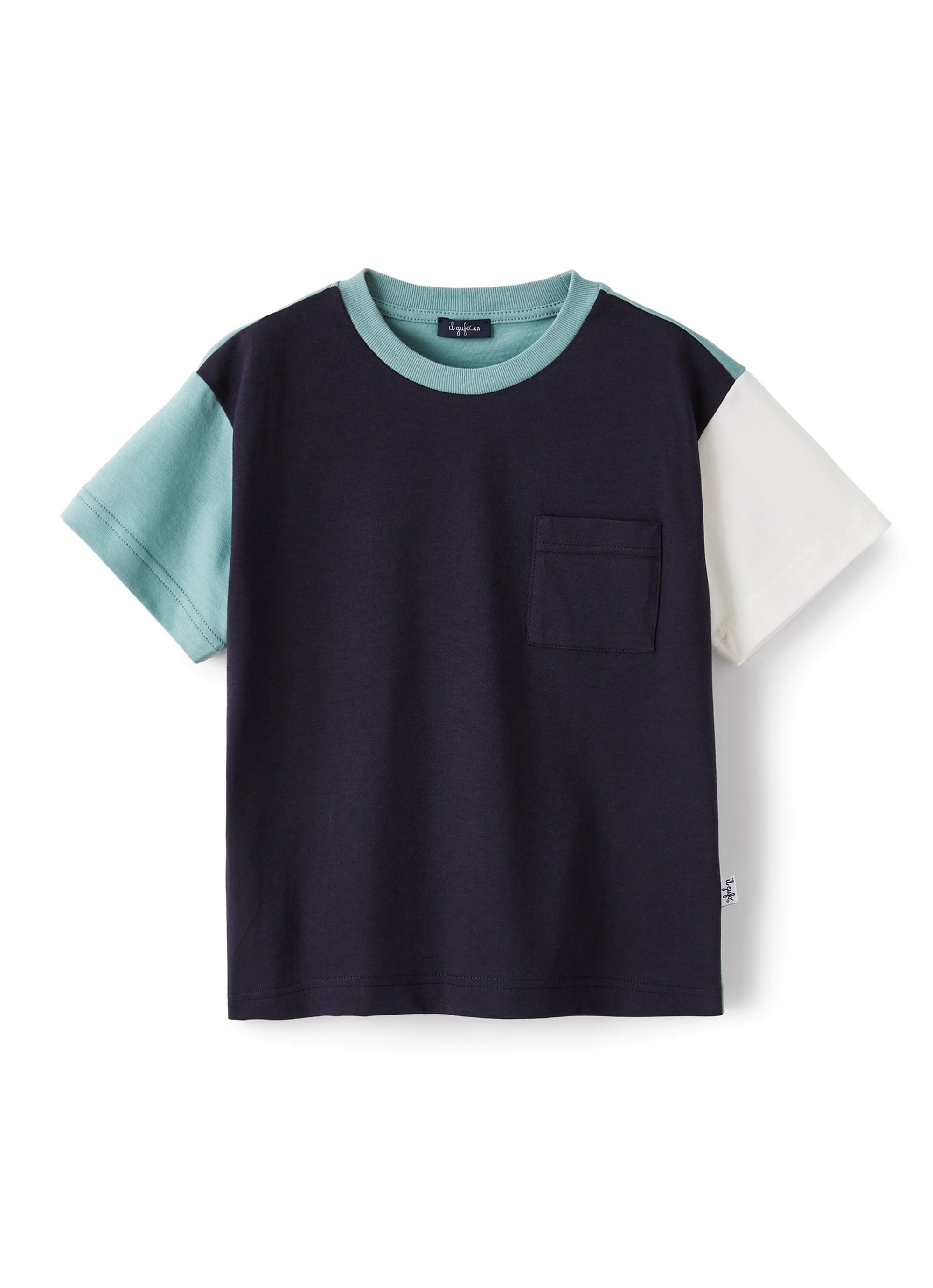 T-shirt with colourful pattern - Blue & Sage Green