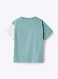 T-shirt with colourful pattern - Blue & Sage Green