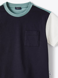 T-shirt with colourful pattern - Blue & Sage Green
