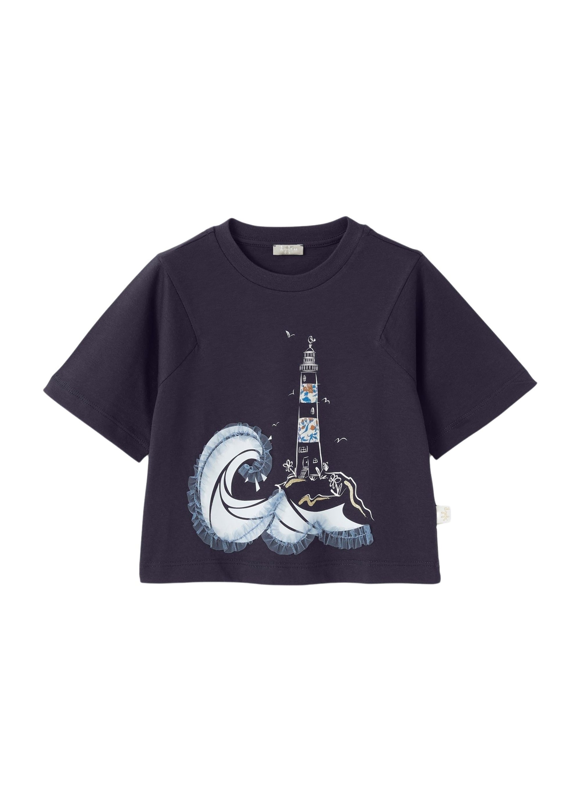 Lighthouse print T-shirt - Blue & White