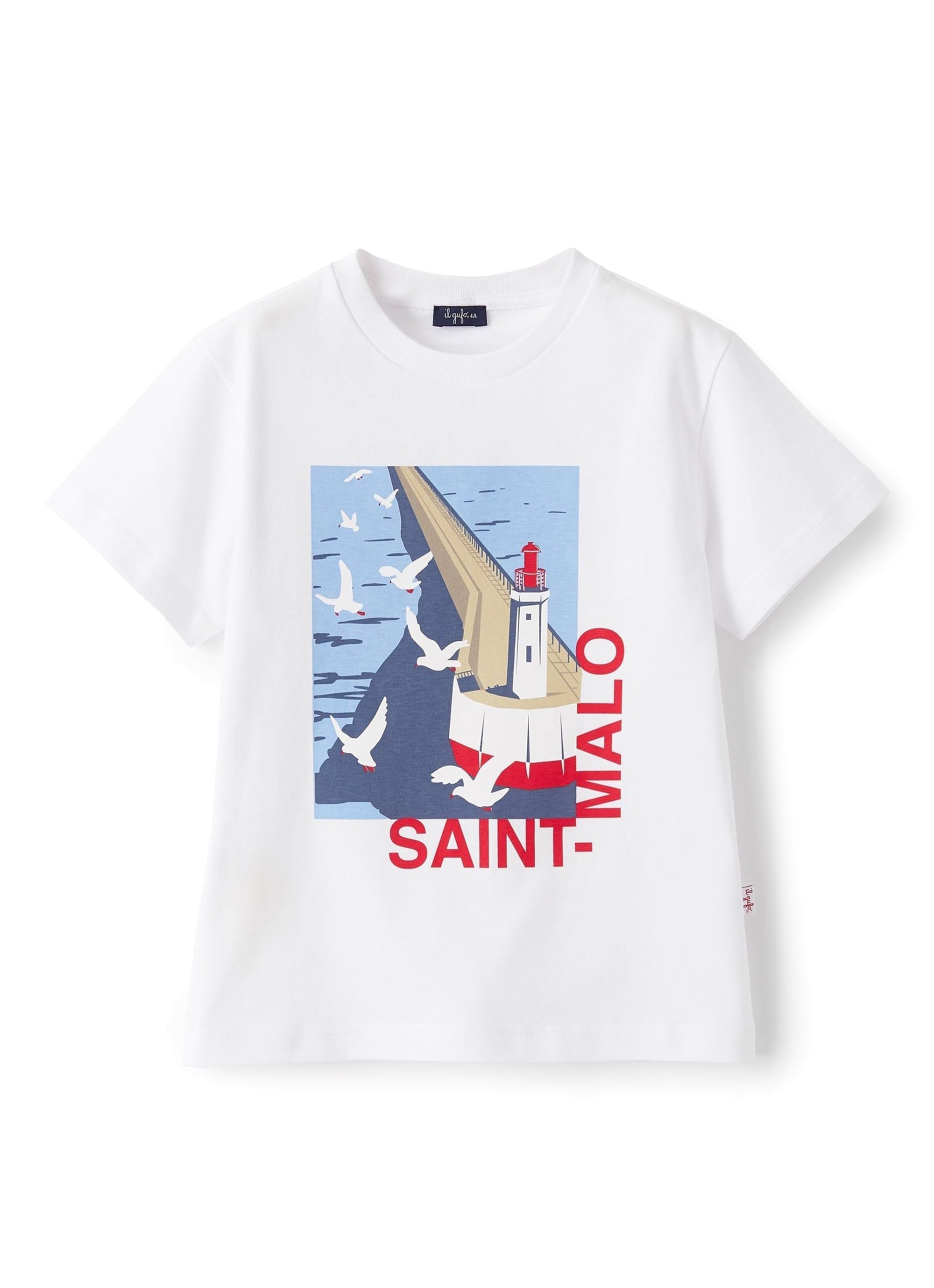 Saint-Malo print T-shirt - White & Red