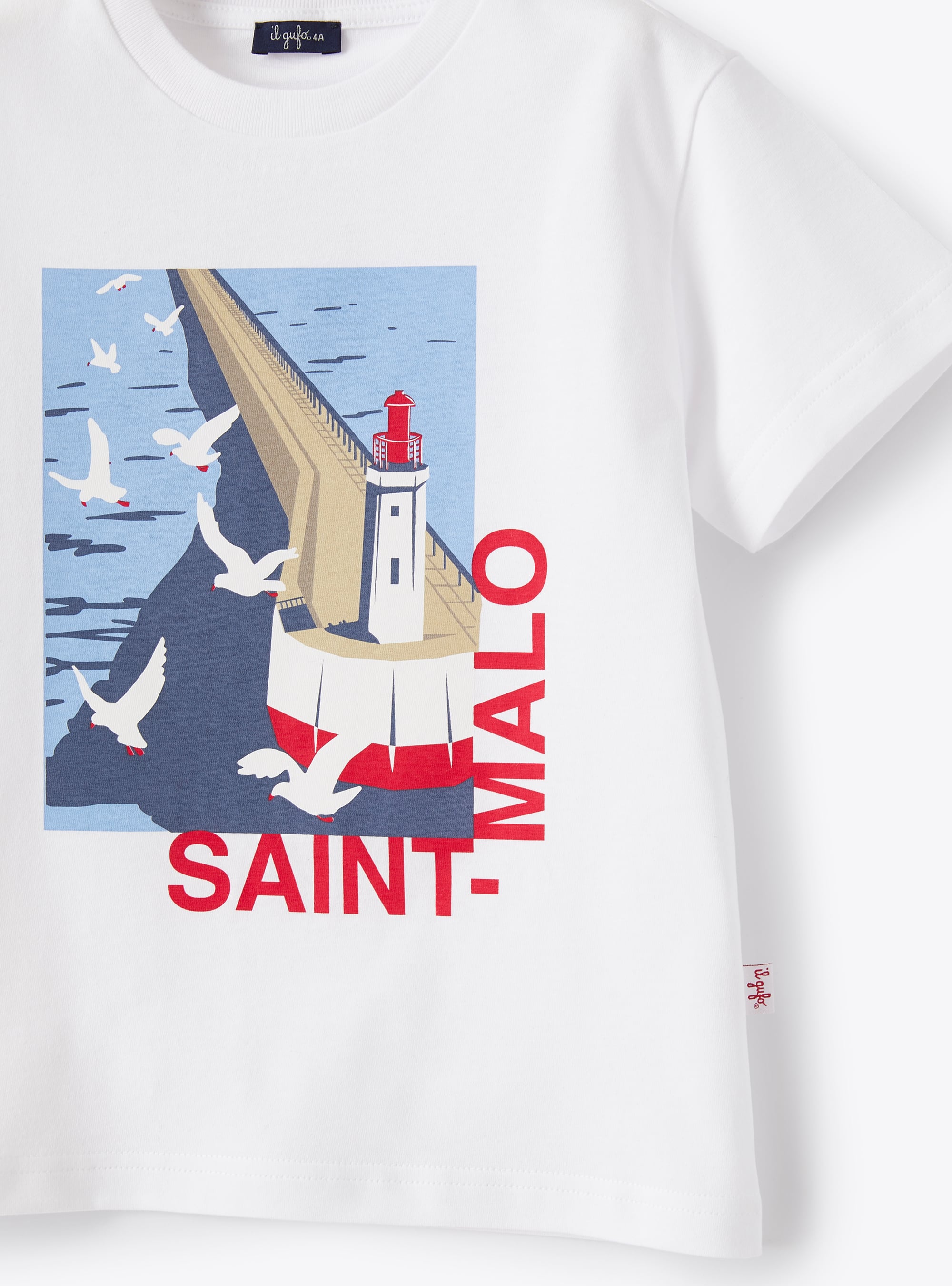 Saint-Malo print T-shirt - White & Red