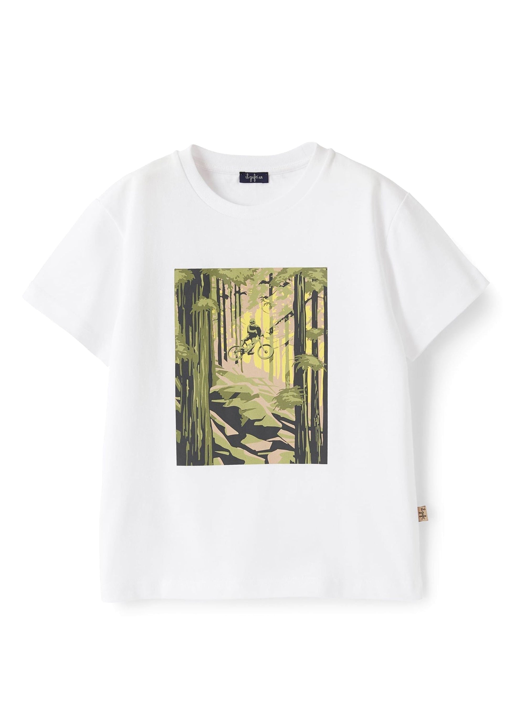 Biker print T-shirt - White & Green