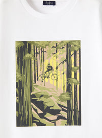 Biker print T-shirt - White & Green