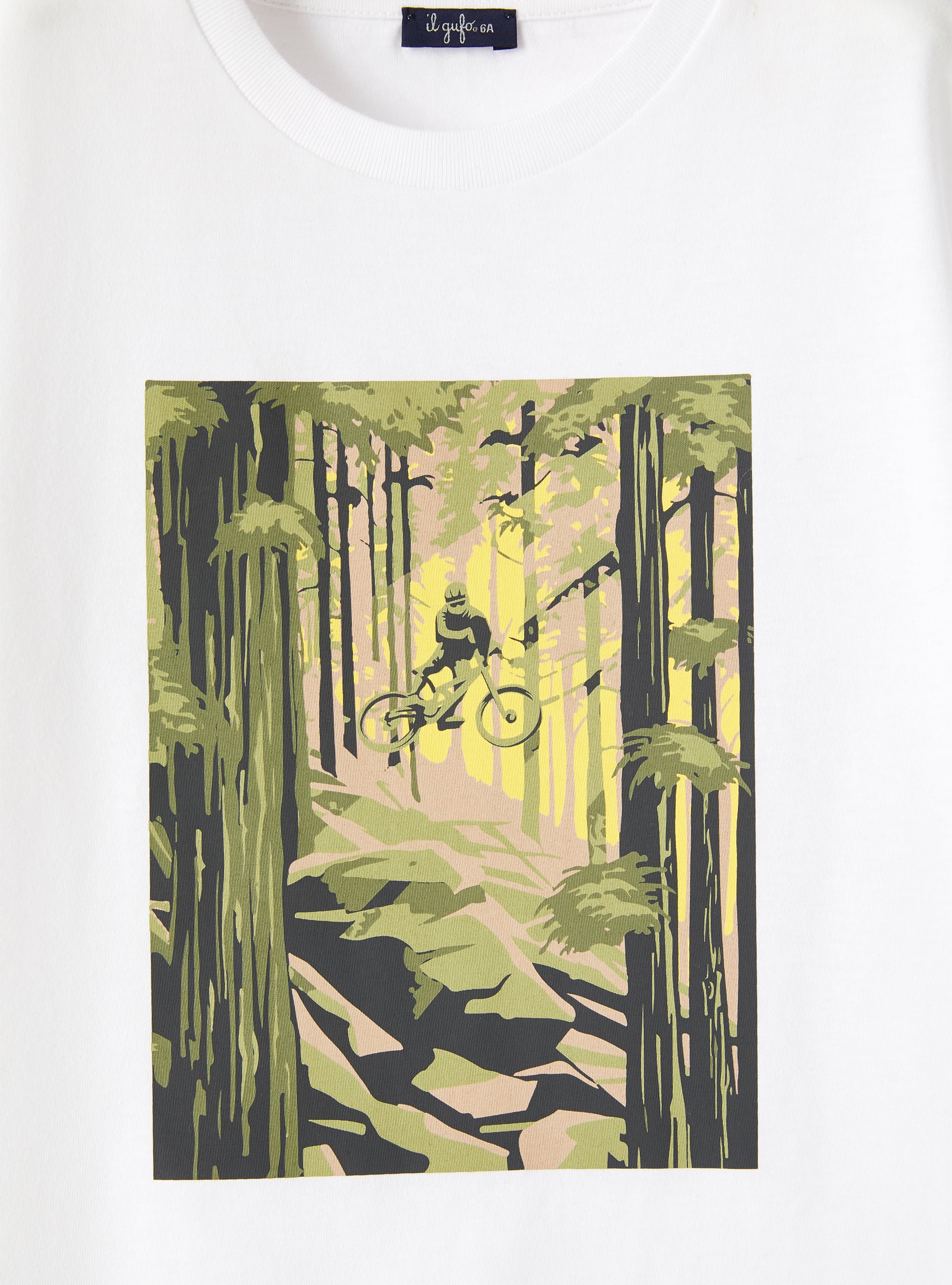 Biker print T-shirt - White & Green