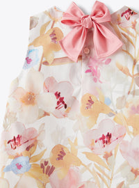 Sleeveless floral dress - Pink & Pink