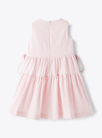 Sleeveless striped crepon dress - Pink