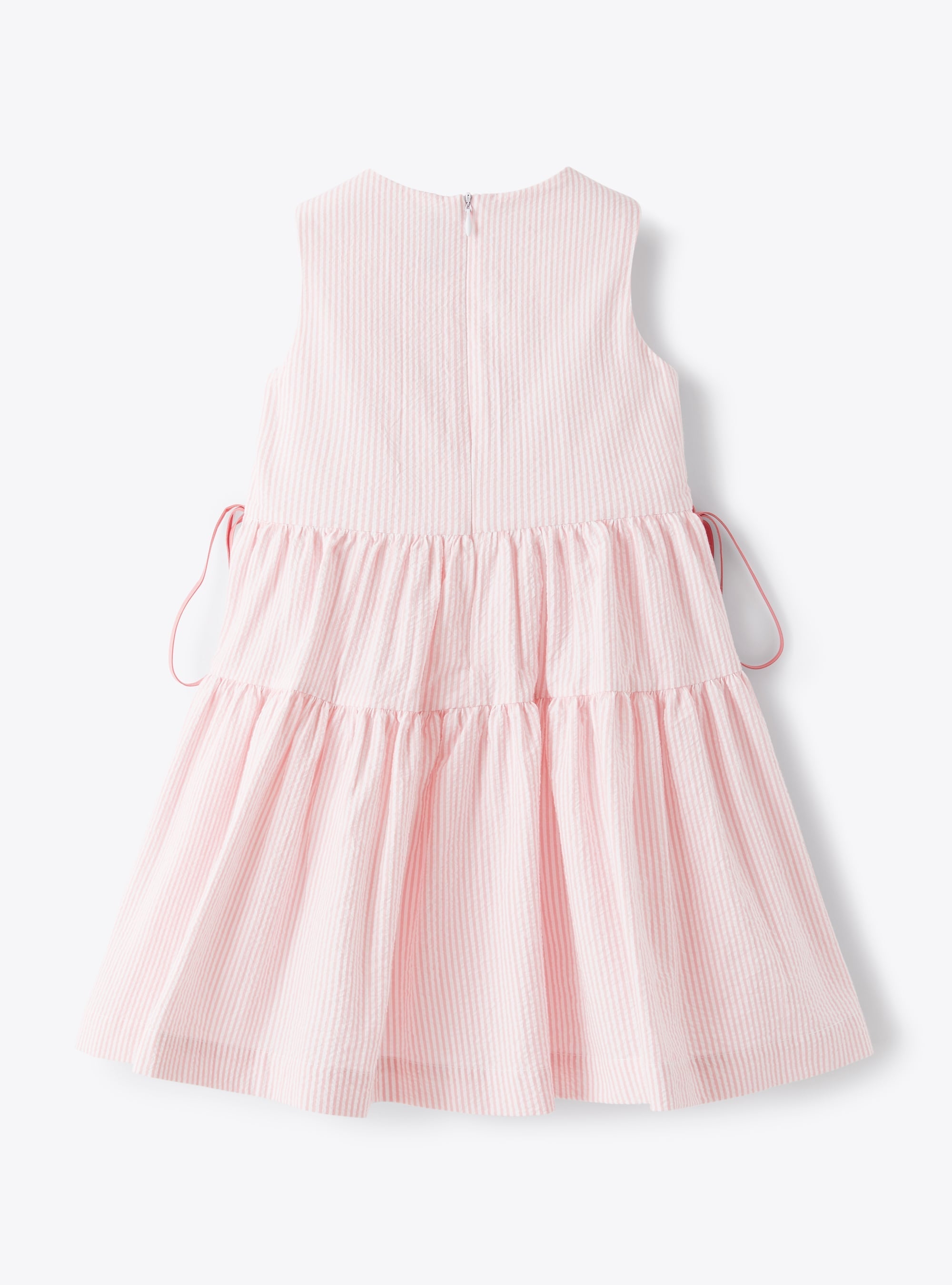 Sleeveless striped crepon dress - Pink