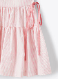 Sleeveless striped crepon dress - Pink