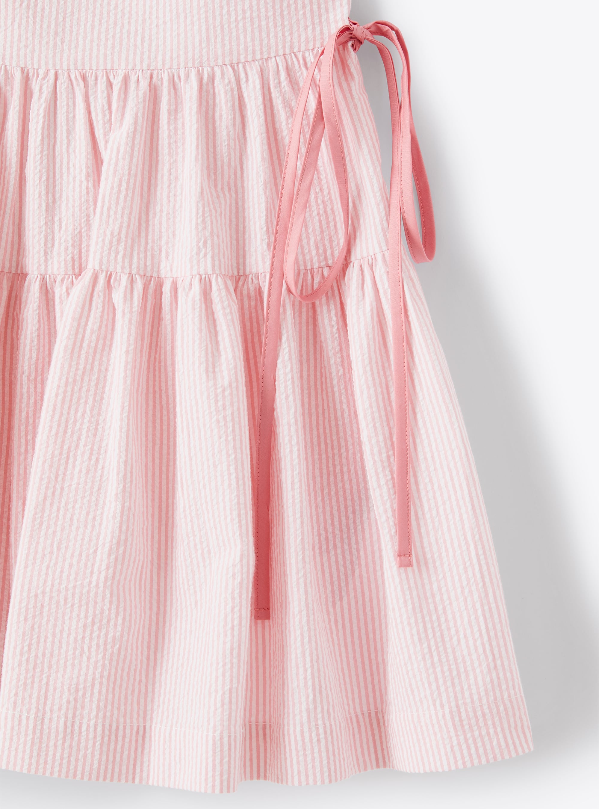 Sleeveless striped crepon dress - Pink