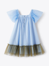 Two-tone tulle dress - Light Blue & Green Oregano