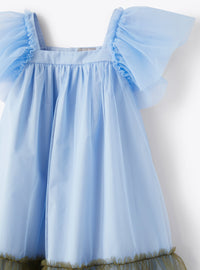 Two-tone tulle dress - Light Blue & Green Oregano