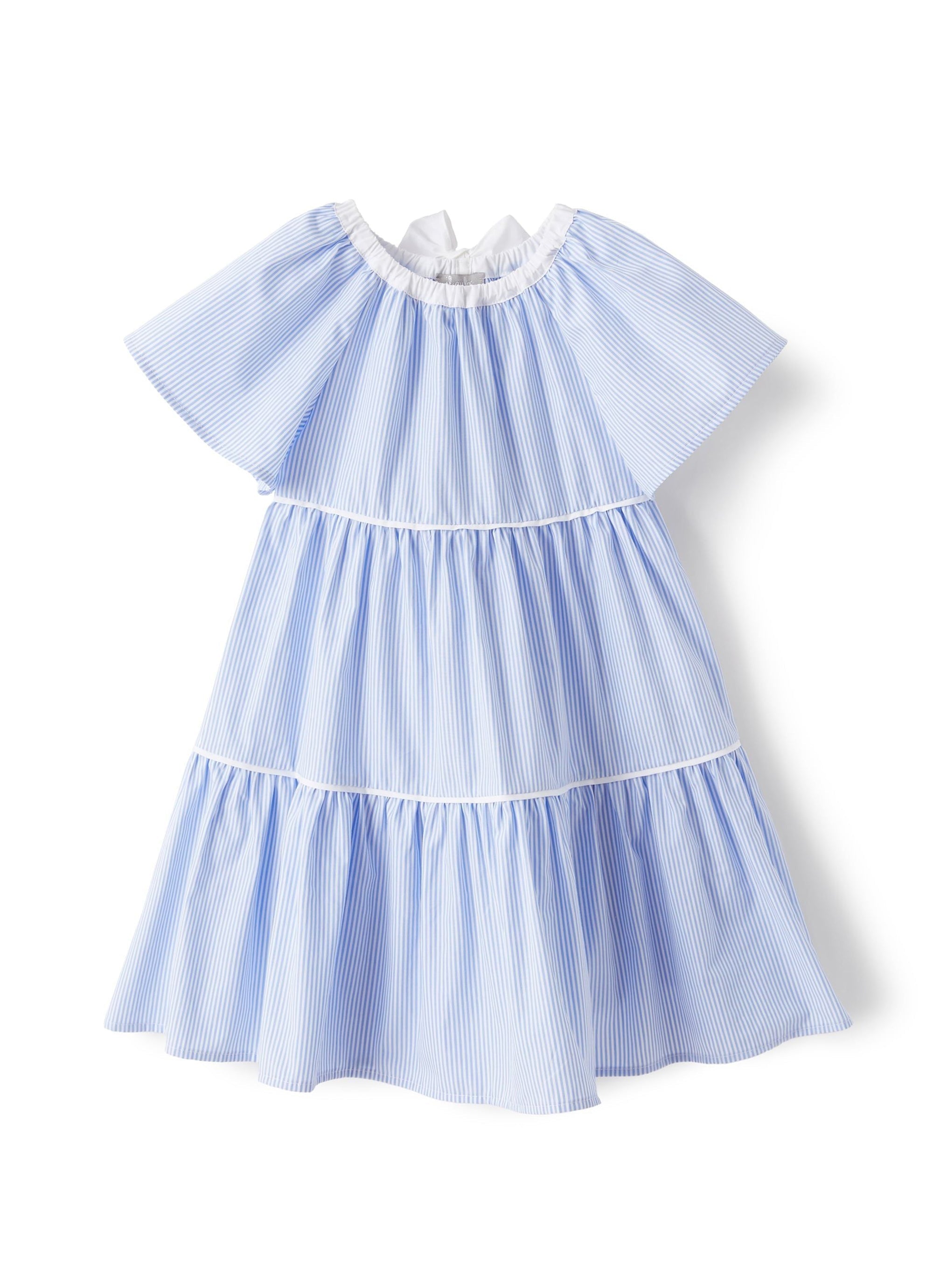 Striped tie-dye dress - Light Blue & White