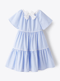 Striped tie-dye dress - Light Blue & White