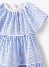 Striped tie-dye dress - Light Blue & White