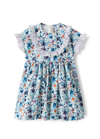 Short-sleeved flared dress - Aqua Green
