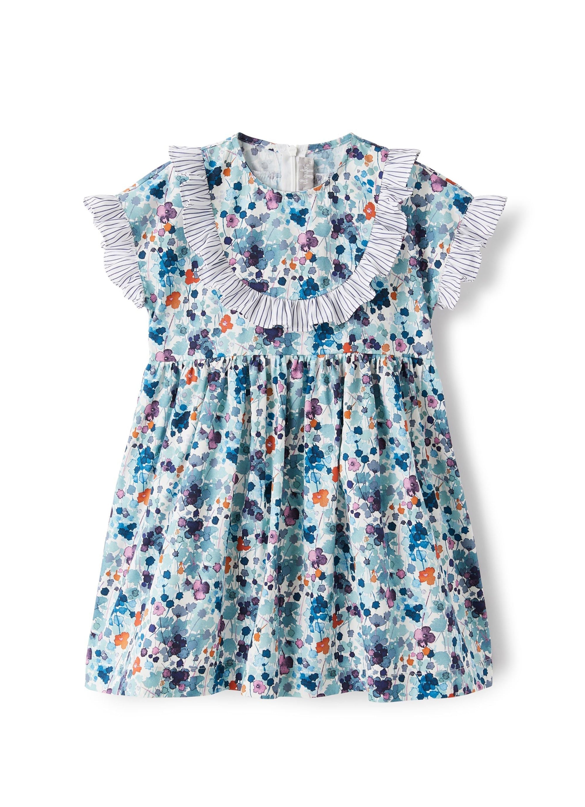 Short-sleeved flared dress - Aqua Green