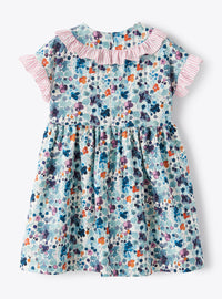 Short-sleeved flared dress - Aqua Green