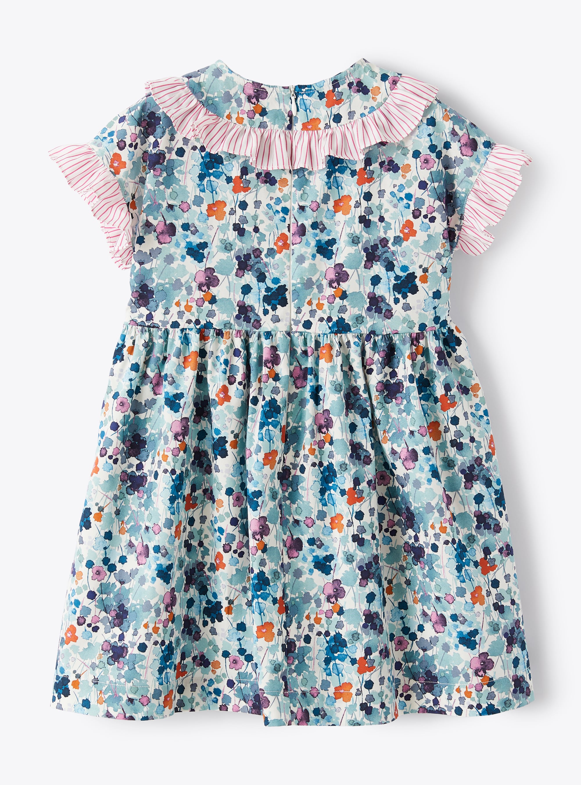 Short-sleeved flared dress - Aqua Green