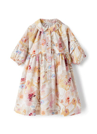Printed puff-sleeve dress - Pink