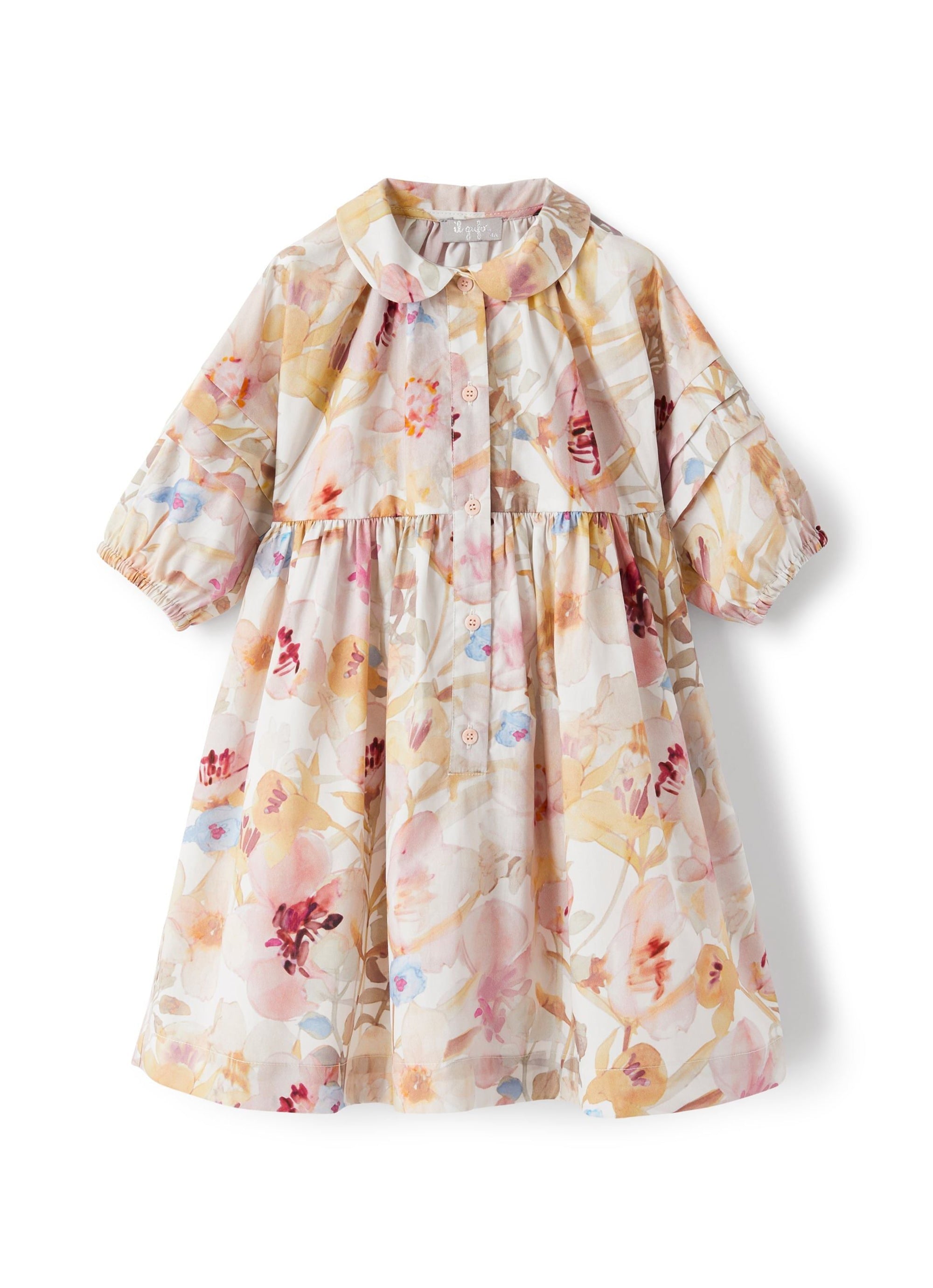 Printed puff-sleeve dress - Pink