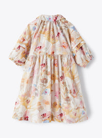 Printed puff-sleeve dress - Pink