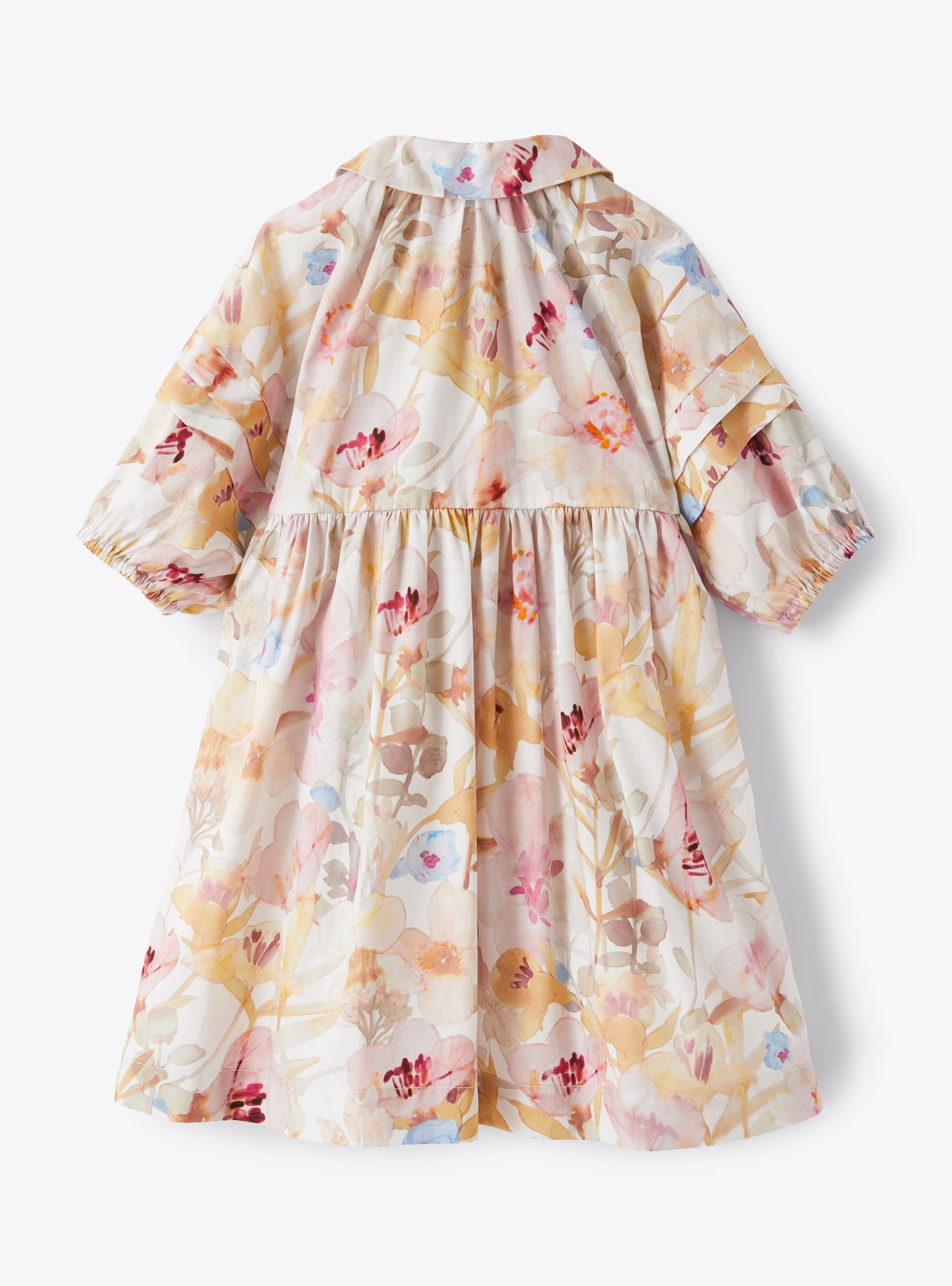 Printed puff-sleeve dress - Pink