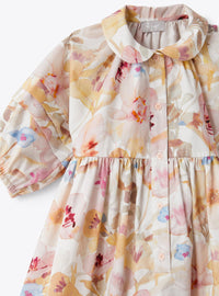 Printed puff-sleeve dress - Pink