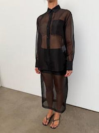 THE SILK ORGANZA BOY SHIRTBLACK