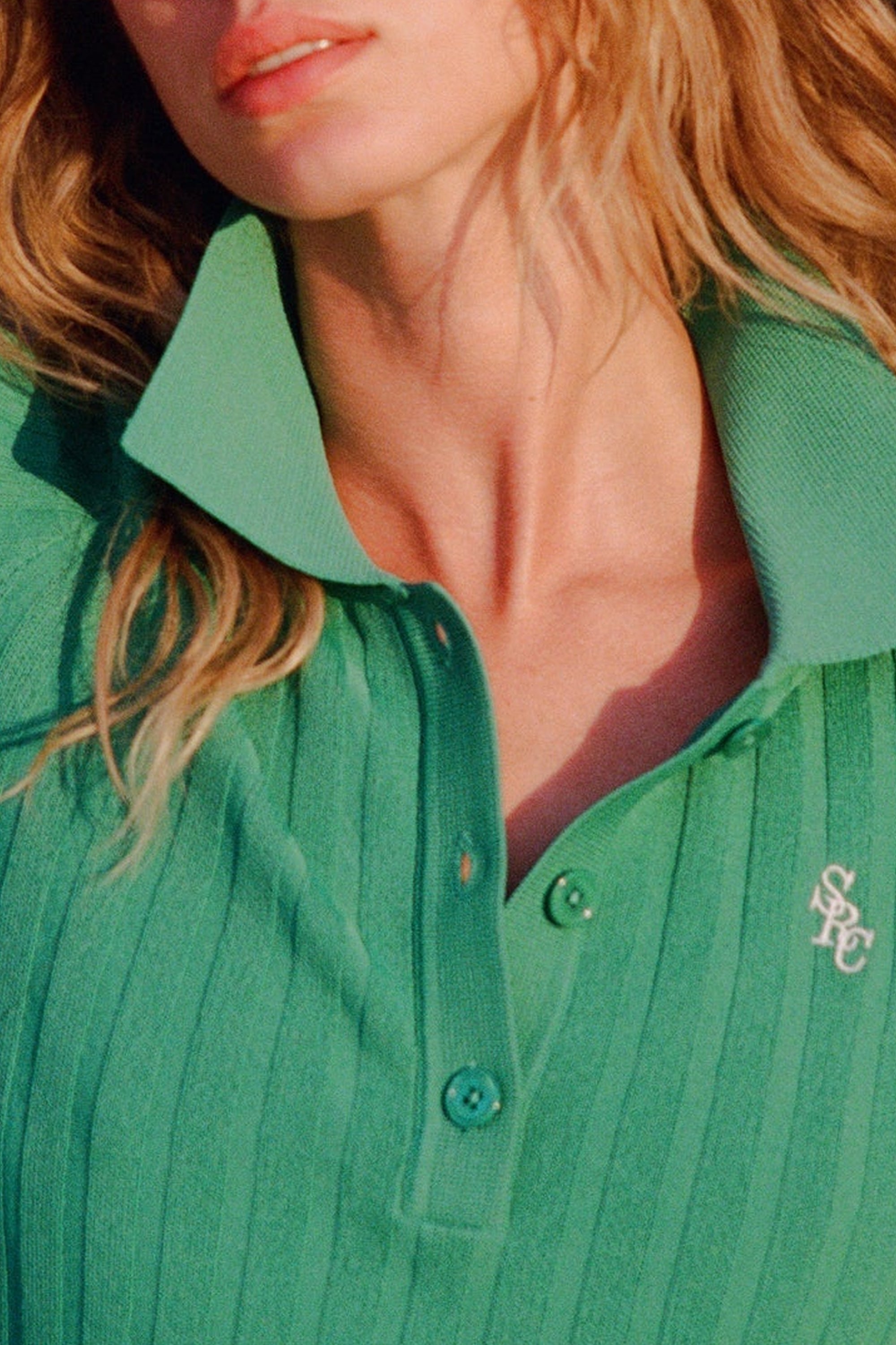 SRC polo shirt with mesh logo - Spring Green