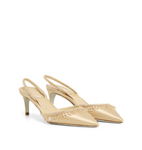 Slingbacks Cleopatra 60 à strass en satin - Beige & Shadow