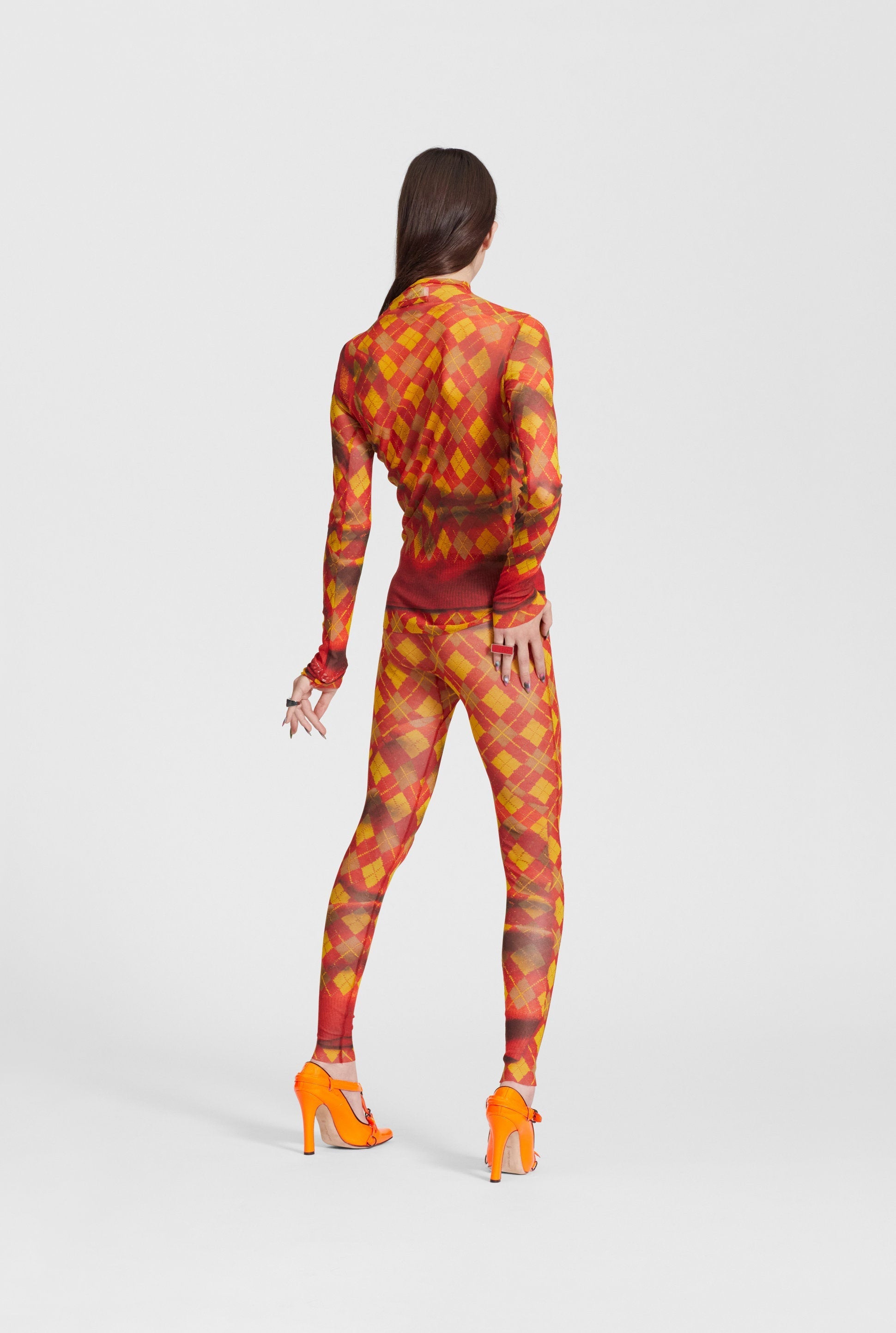 Legging Les Punks en tulle - Red & Beige & Yellow