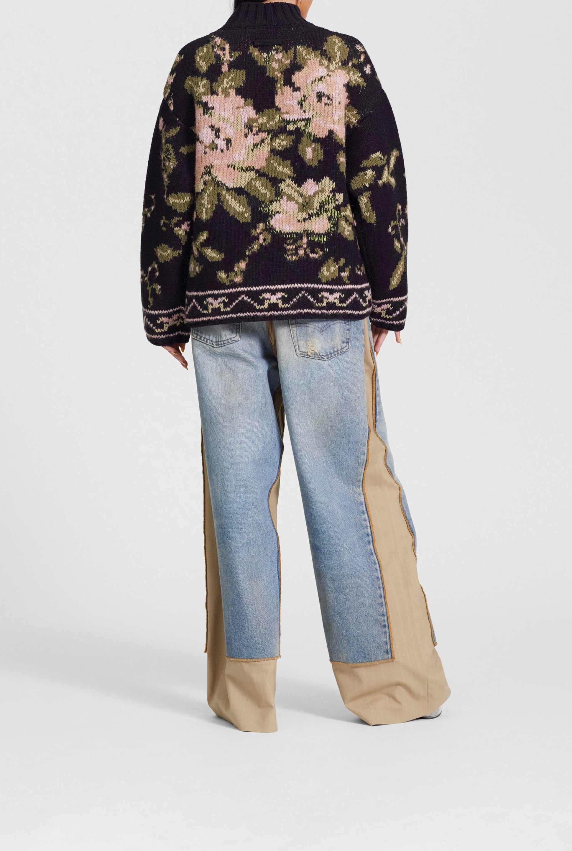 Pull Les Punks en laine mélangée - Black & Pink & Green
