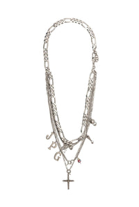 Collier unisexe à chaines et charms - Aged Silver