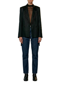 Blazer à franges en coton - Noir