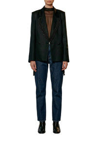 Blazer à franges en coton - Noir