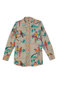 DJV_Stitched Birds Scarfs Off White Chemises & Blouses - Stitched Birds Scarfs Off White