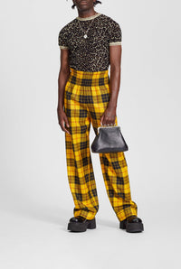 Pantalon Les Punks à motif tartan en laine - Yellow & Black