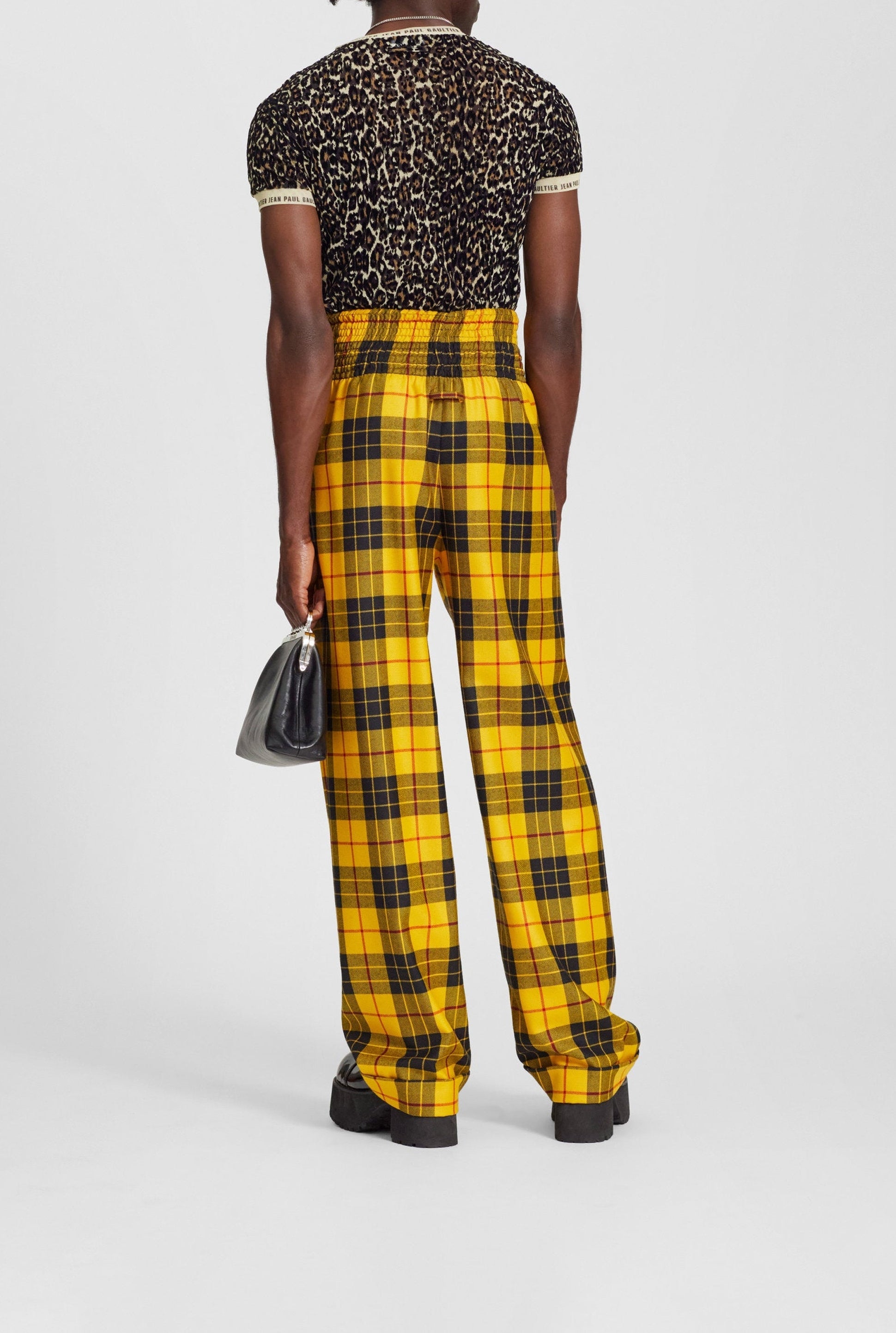Pantalon Les Punks à motif tartan en laine - Yellow & Black