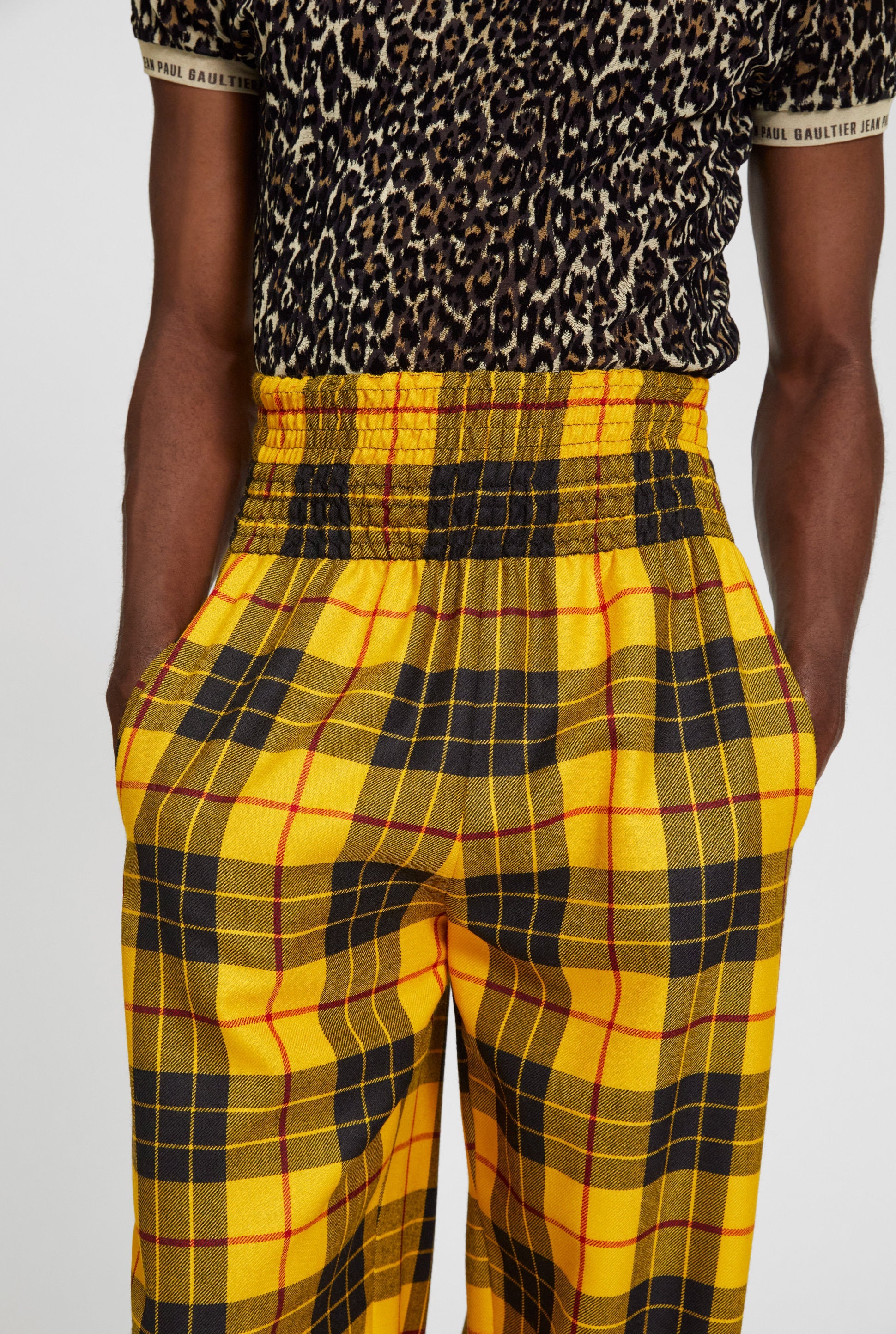 Pantalon Les Punks à motif tartan en laine - Yellow & Black