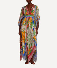 Robe longue Tropical Destination à manches courtes - Blanc